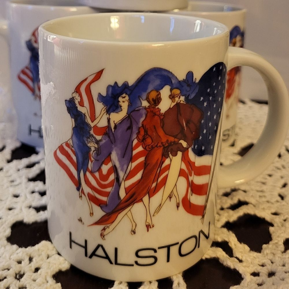 Halston 1992 New Set of 4, Still Wrapped  American Classic Fashion Mugs 12oz.